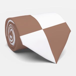 Chequered Pattern in White and Mocha Mousse Tie