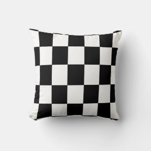 Chequered Pattern Modern Black White Cushion