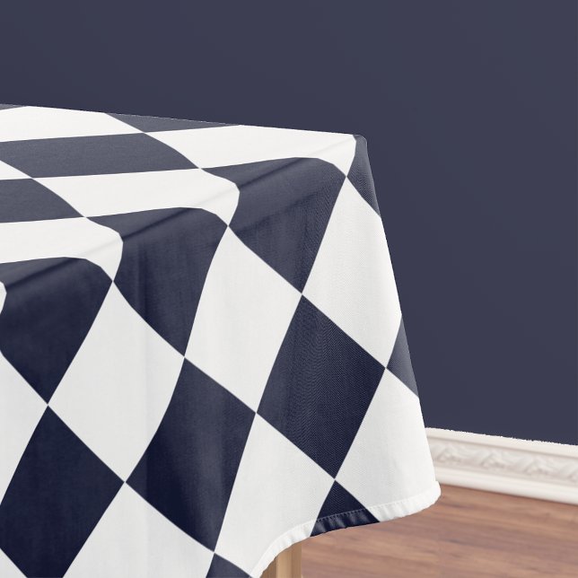 Chequered Pattern Navy Blue White Dining Table Tablecloth (Checkered Pattern Navy Blue White Dining Table Tablecloth)