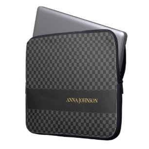 Chequered Pattern Personalised Name Laptop Sleeve