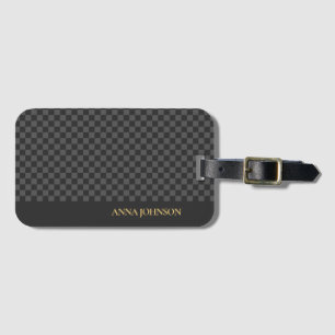Chequered Pattern Personalised Name Luggage Tag