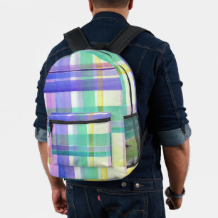 Chequered Pattern Printed Backpack