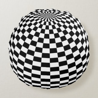 Chequered Pattern Round Pillow