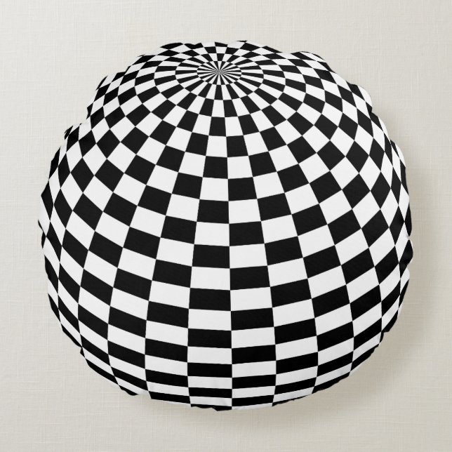Chequered Pattern Round Pillow (Front)
