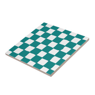 chequered pattern (teal) tile