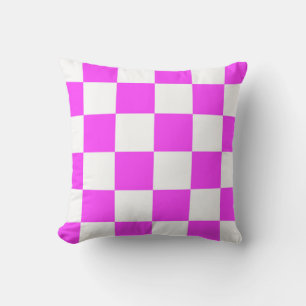 Chequered pattern tile background. White and Pinka Cushion