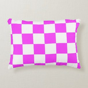 Chequered pattern tile background. White and Pinka Decorative Cushion
