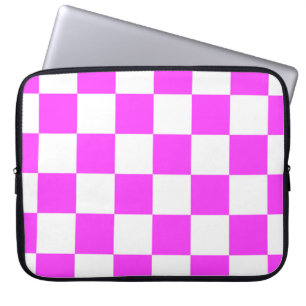 Chequered pattern tile background. White and Pinka Laptop Sleeve