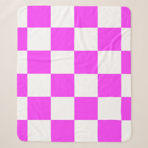 Chequered pattern tile background. White and Pinka Sherpa Blanket