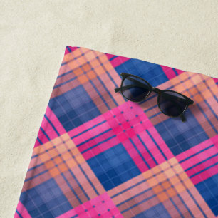 Chequered pattern with zig zag colouring beach towel