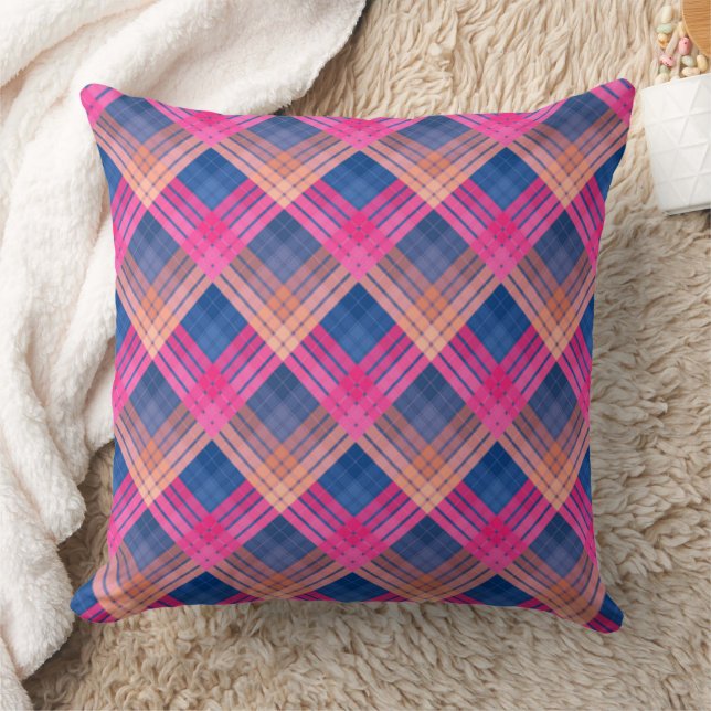 Chequered pattern with zig zag colouring cushion (Blanket)