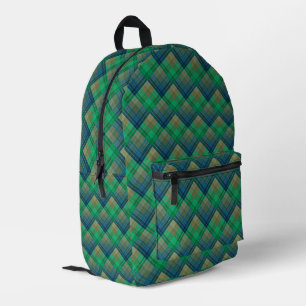 Chequered pattern with zig zag colouring printed backpack