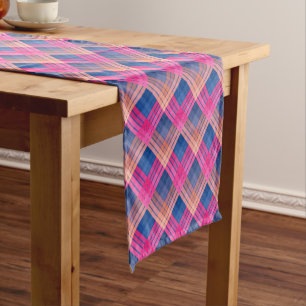 Chequered pattern with zig zag colouring short table runner