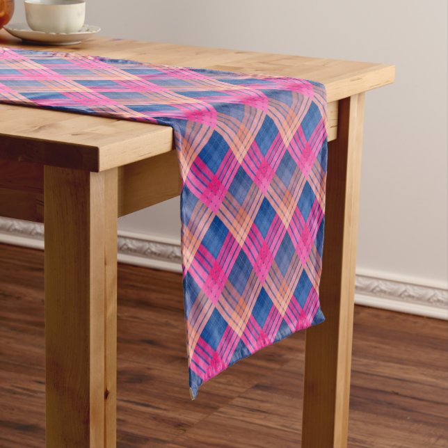 Chequered pattern with zig zag colouring short table runner (In Situ)
