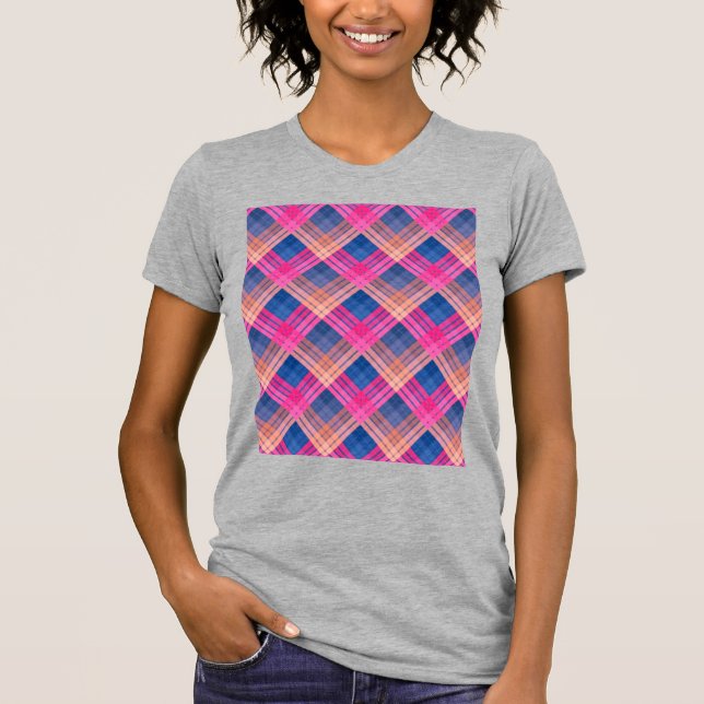 Chequered pattern with zig zag colouring T-Shirt (Front)