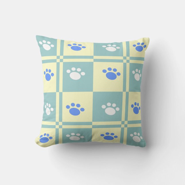 Chequered Paw Pillow (Front)