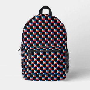 Chequered Philippines Flag Pattern Printed Backpack