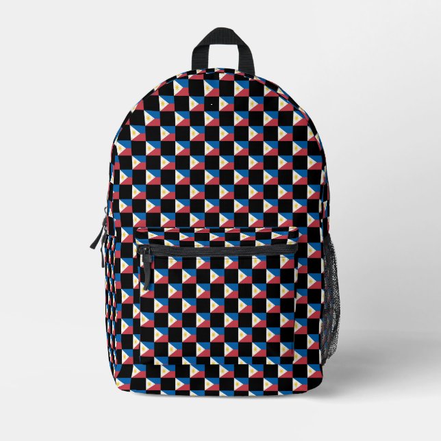Chequered Philippines Flag Pattern  Printed Backpack (Front)