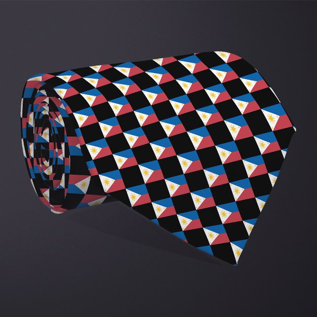 Chequered Philippines Flag Pattern  Tie (Creator Uploaded)