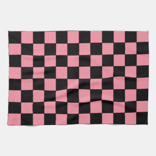 Chequered Pink and Black Tea Towel