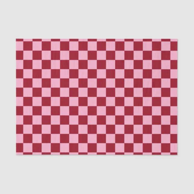 Chequered Pink and Burgundy Tissue Paper (Front)