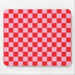 Chequered Pink and Red Mouse Pad<br><div class="desc">Abstract digital art of pink and red squares in a chequered formation.</div>