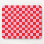 Chequered Pink and Red Mouse Pad<br><div class="desc">Abstract digital art of pink and red squares in a chequered formation.</div>