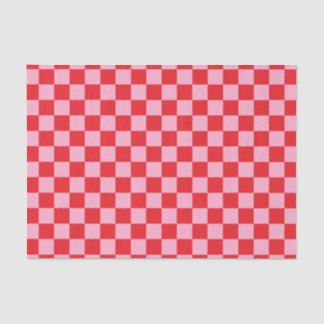 Chequered Pink and Red Tissue Paper