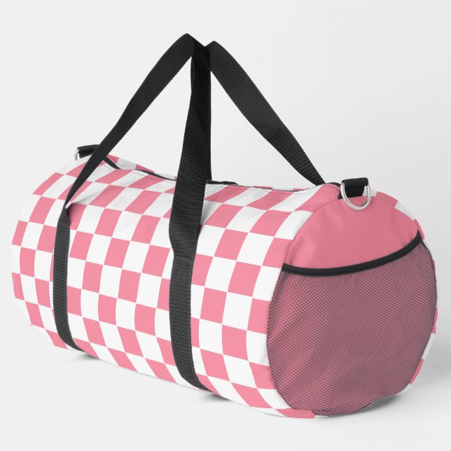 Chequered pink and White  Duffle Bag (Right Corner)