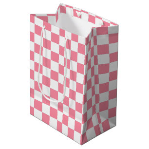 Chequered pink and White Medium Gift Bag