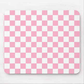 Chequered Pink and White Mouse Pad