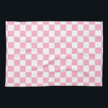 Chequered Pink and White Tea Towel<br><div class="desc">Abstract digital art of pink and white squares in a chequered formation.</div>