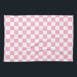 Chequered Pink and White Tea Towel<br><div class="desc">Abstract digital art of pink and white squares in a chequered formation.</div>