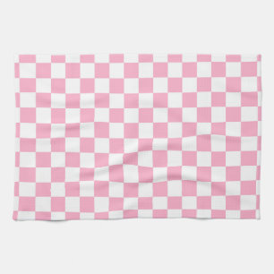 Chequered Pink and White Tea Towel