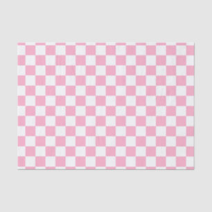 Chequered Pink and White Tissue Paper