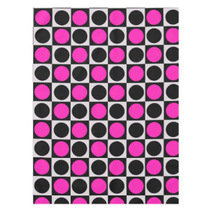 Chequered Pink Black Circle Pattern Design Tablecloth