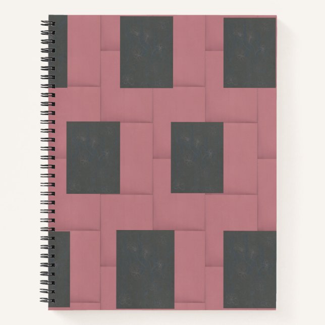 Chequered Pink Flower Abstract   Notebook (Front)