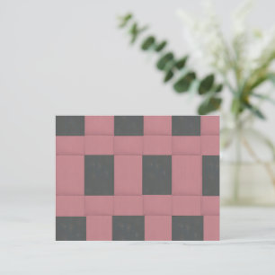 Chequered Pink Flower Abstract Postcard
