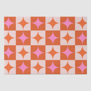 Chequered Pink Orange Mid Century Starbursts  Tissue Paper