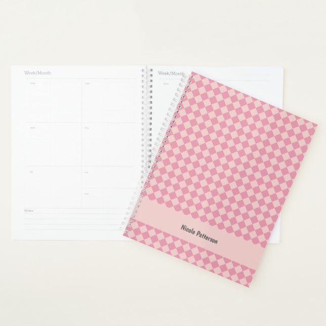 Chequered Pink Pattern with Name Planner (Display)