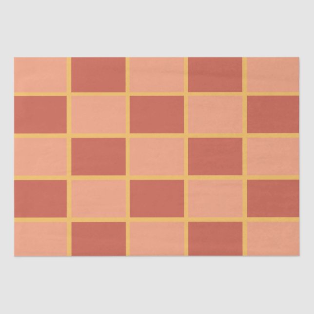 Chequered Pink Red Chequered Square Pattern Tissue Paper (Front)