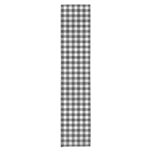 Chequered Plaid Black And White Short Table Runner
