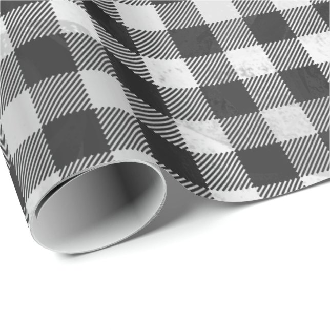 Chequered Plaid Black And White Wrapping Paper (Roll Corner)