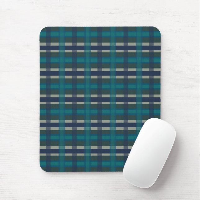 Chequered Plaid Blue Green Purple And Turquoise Mouse Pad (With Mouse)