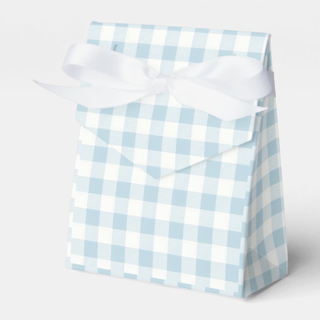 Chequered Plaid Blue Plaid Favour Box (Front Side)