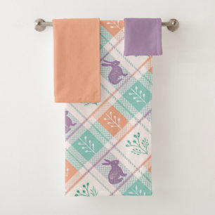 Chequered Plaid Easter Bath Towel Set