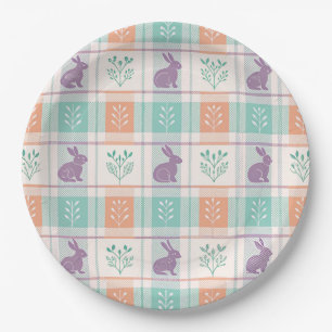 Chequered Plaid Easter Paper Plate