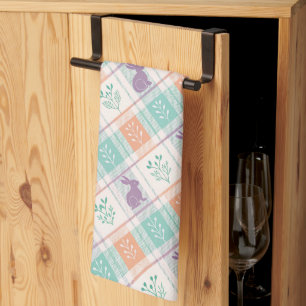 Chequered Plaid Easter   Tea Towel