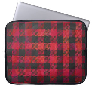 Chequered Plaid Red and Black Laptop Sleeve
