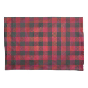 Chequered Plaid Red and Black Pillowcase